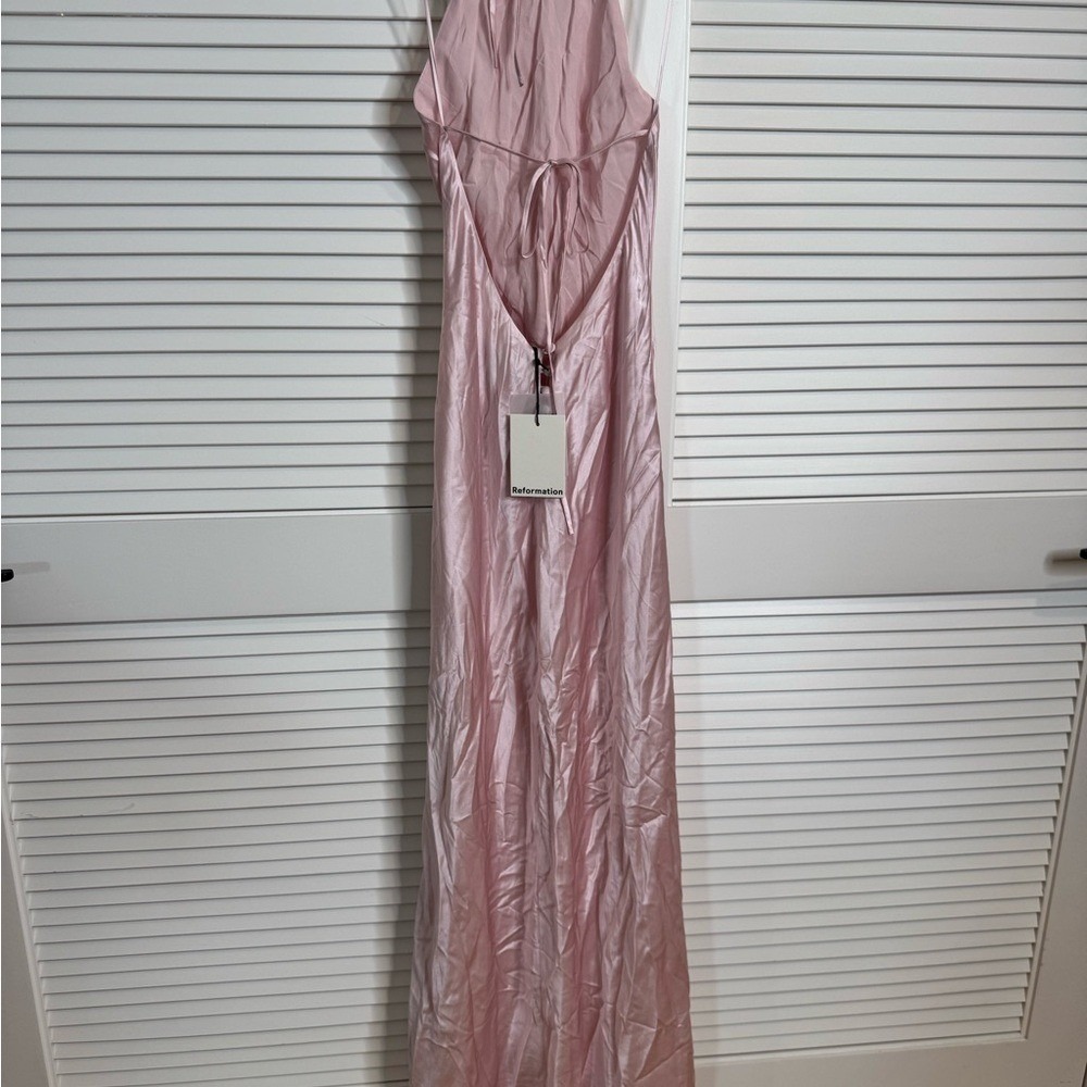 Reformation Jeany Silk Dress in Cherry Blossom New - Picture 8 of 8
